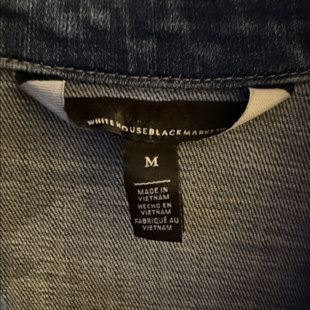 White House Black Market Blue Jean Jacket with Lace-Up Sides - Picture 2 of 5